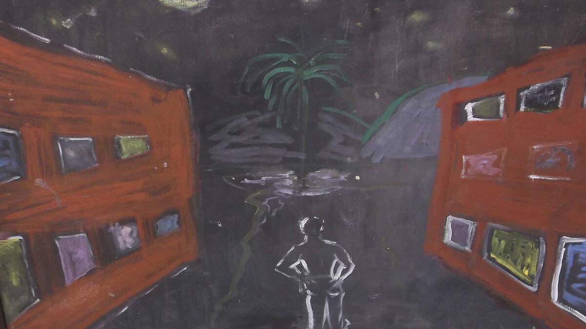 A painting by playwright Tennessee Williams, Le Solitaire, from 1976, when he lived in Key West. He found a new way to express his artistic drive on the canvas. The painting, owned by longtime friend David Wolkowsky, is among those being exhibited at the Jewish Museum of Florida-FIU.