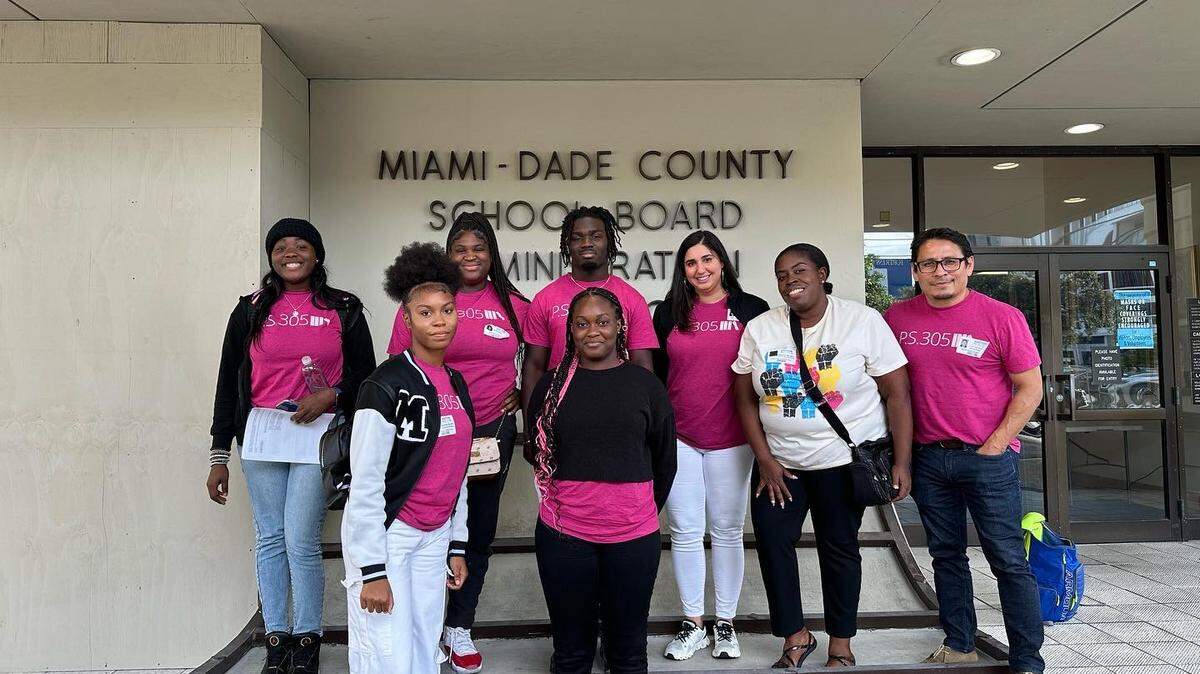 P.S. 305 Youth Leaders attend their first school board meeting. Summer 2023. Courtesy of Mina Hosseini.