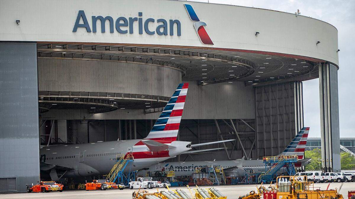 American Airlines’ planes are seen at a hangar at Miami International Airport.