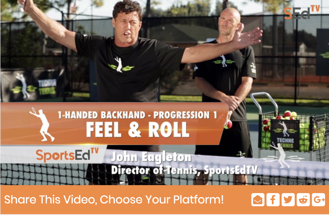 Still of a video featuring John Eagelton, director of tennis, and Martin Damm, grand-slam winner.