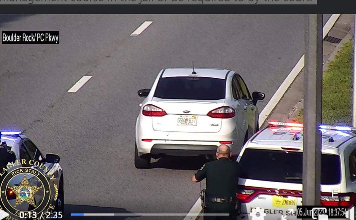 A Central Florida man was arrested for pointing gun at another driver in traffic, according to the Flagler County Sheriff’s Office on June 5, 2023.