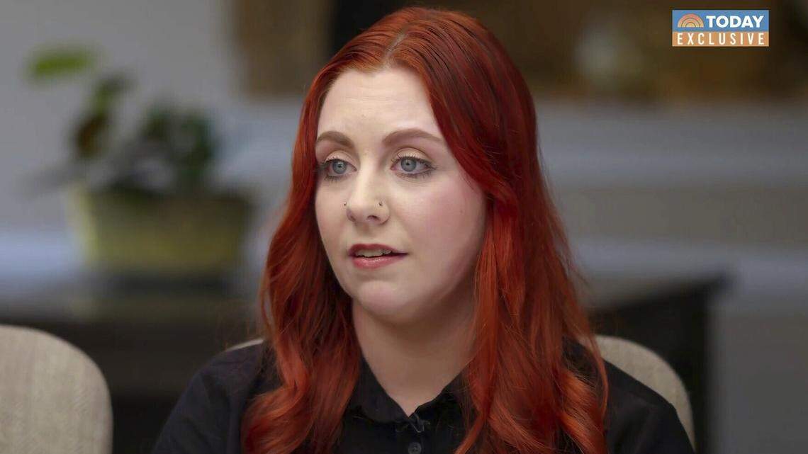 This image provided by NBC News, Abby Zwerner, a first-grade teacher who was shot and wounded by a 6-year-old student in Virginia, speaks to Savannah Guthrie on NBC’s “Today” show, which aired Tuesday March 21, 2023.