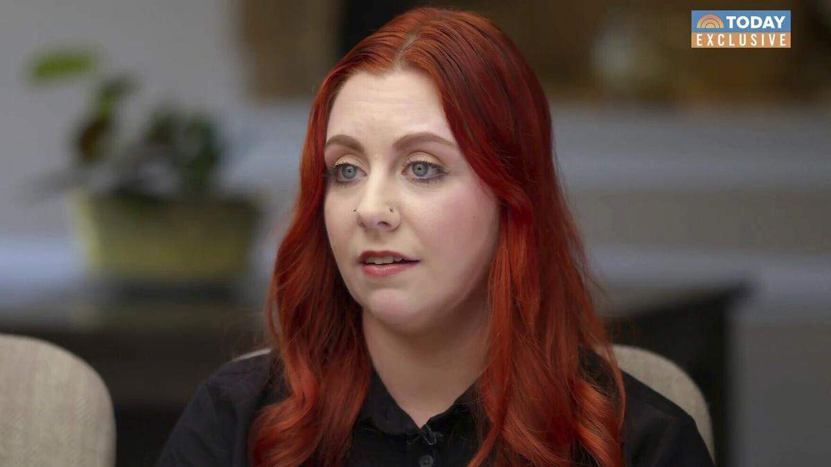 This image provided by NBC News, Abby Zwerner, a first-grade teacher who was shot and wounded by a 6-year-old student in Virginia, speaks to Savannah Guthrie on NBC’s “Today” show, which aired Tuesday March 21, 2023.