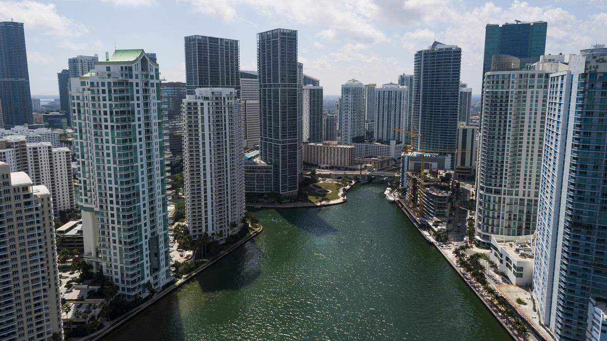 Aerial view of Brickell, Florida as city officials continue to enforce a Òshelter-in-placeÓ order for its residents on Friday, March 27, 2020. Concerns over COVID-19 continue to spread throughout South Florida.