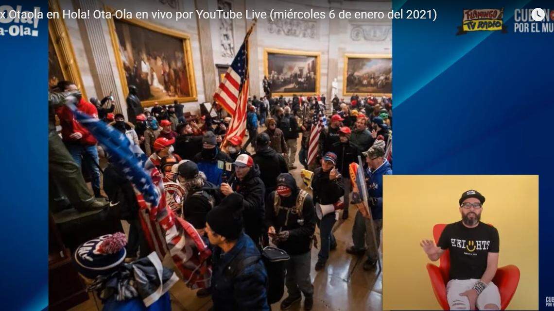 Cuban influencer Alex Otaola discusses the US Capitol siege on his daily YouTube show Hola Ota-Ola! on Wednesday, January 6, 2020.