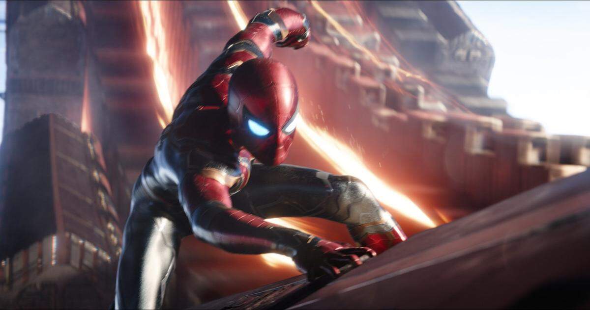 This image released by Marvel Studios shows Tom Holland as Spider-Man in a scene from "Avengers: Infinity War."