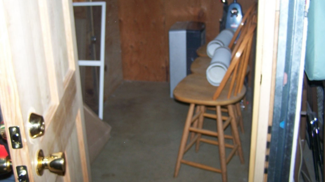 This photo shows the “basement dungeon cell” Olivia Atkocaitis was imprisoned inside when it was photographed by New Boston police in 2011, according to the complaint.