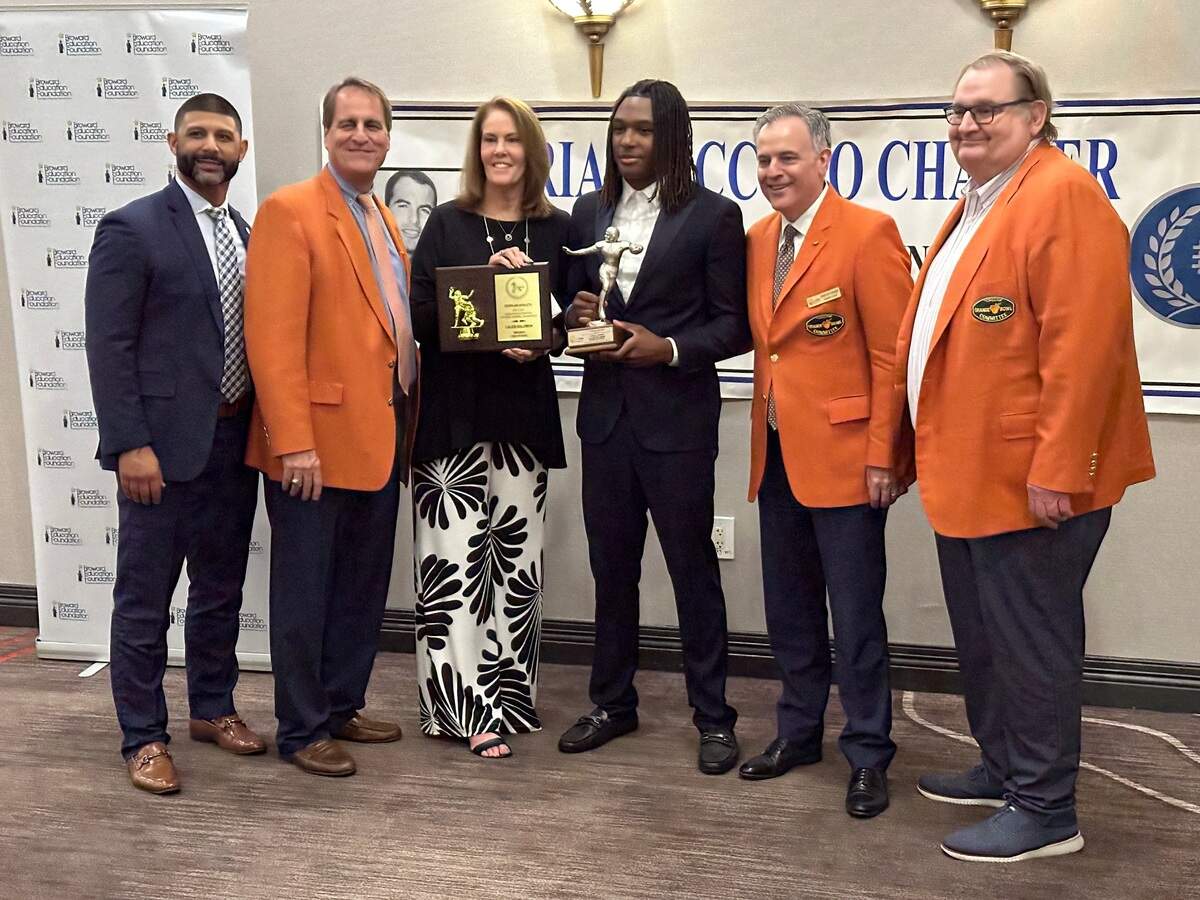 Miramar’s Caleb Solomon was selected as one of the Orange Bowl Committee’s Overall Winners at the Brian Piccolo Awards Dinner on Thursday night at the Fort Lauderdale Marriott Coral Springs Hotel & Convention Center in Coral Springs, Fla.