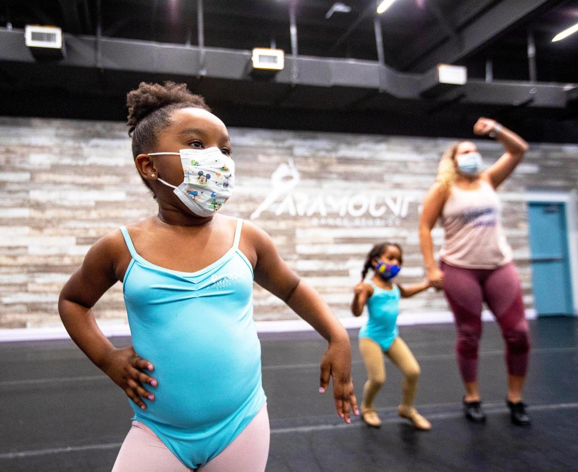 Kinder dance student Madelyn Moya, 4, dances during a class at Paramount Dance Studios in Downtown Homestead, Florida, on Saturday, May 8, 2021.