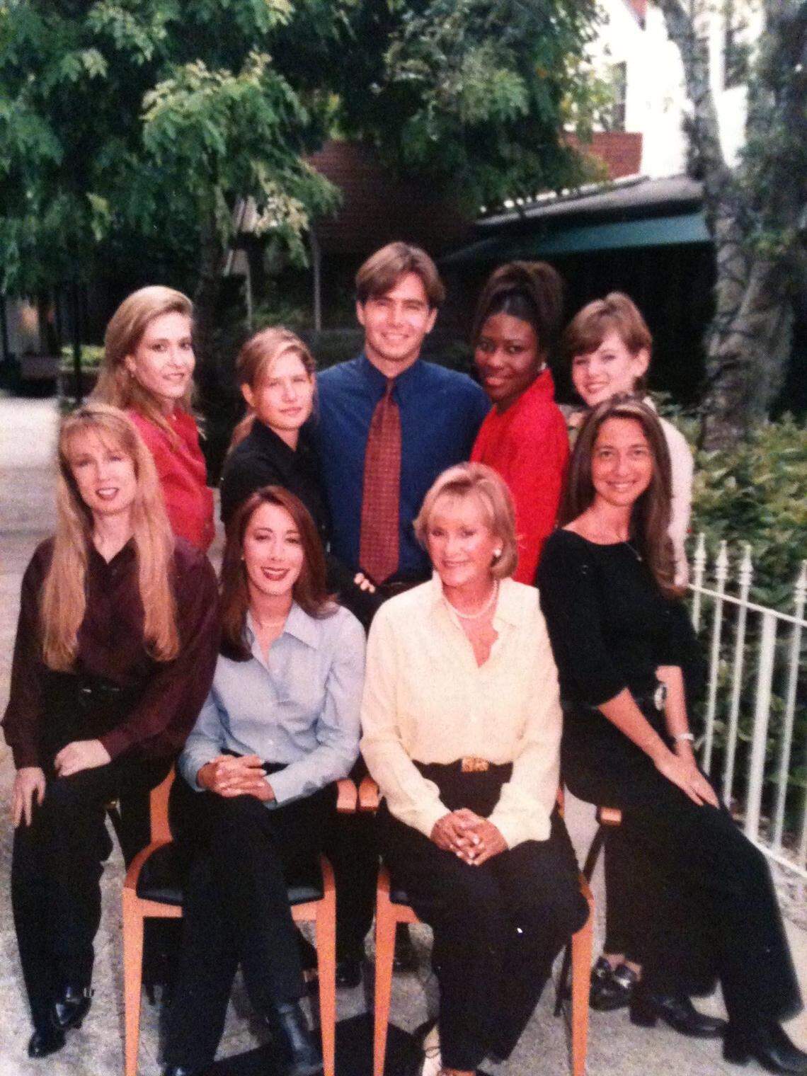 Some of the staffers of The Apple Organization in a group photo outside their Aventura office circa 1998 with Phyllis Apple, seated to the right. Tadd Schwartz (top, center) of Schwartz Media Strategies in Miami got his career start working for Apple. “To this day, I often find myself mentioning Phyllis to my staff during a meeting, applying what she taught me with a story pitch or marketing idea,” he said. “She had such an impact on me as a mentor, in terms of how to lead and manage people, how to have fun, how to connect on a personal level, how to counsel clients and how to work hard. I talk about her often. As do most of the people that worked for her or hired her over the years.”