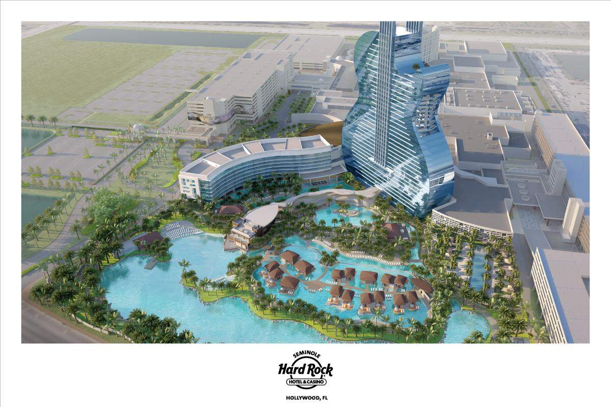This rendering shows the lagoon and Bora Bora villages at the Hard Rock Hollywood. Can we just live there?