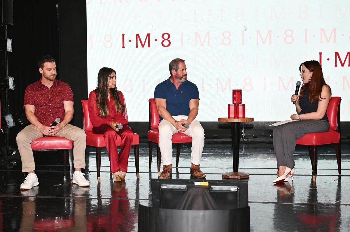 (Left to right) IM8 scientific advisory board members James DiNicolantonio, IM8’s chief nutrition officer, Dr. Amy Shah, a double-board certified physician and nutritionist, and Dr. Jeremy London, a board certified cardiovascular surgeon, talk about health and longevity during an event promoting IM8’s products on Monday, April 7, 2025 in Miami Beach.