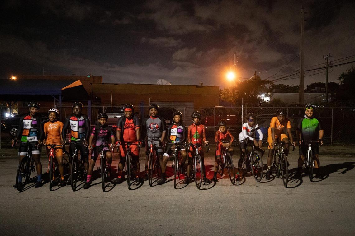 Break the Cycle cyclists getting ready for a training ride.
