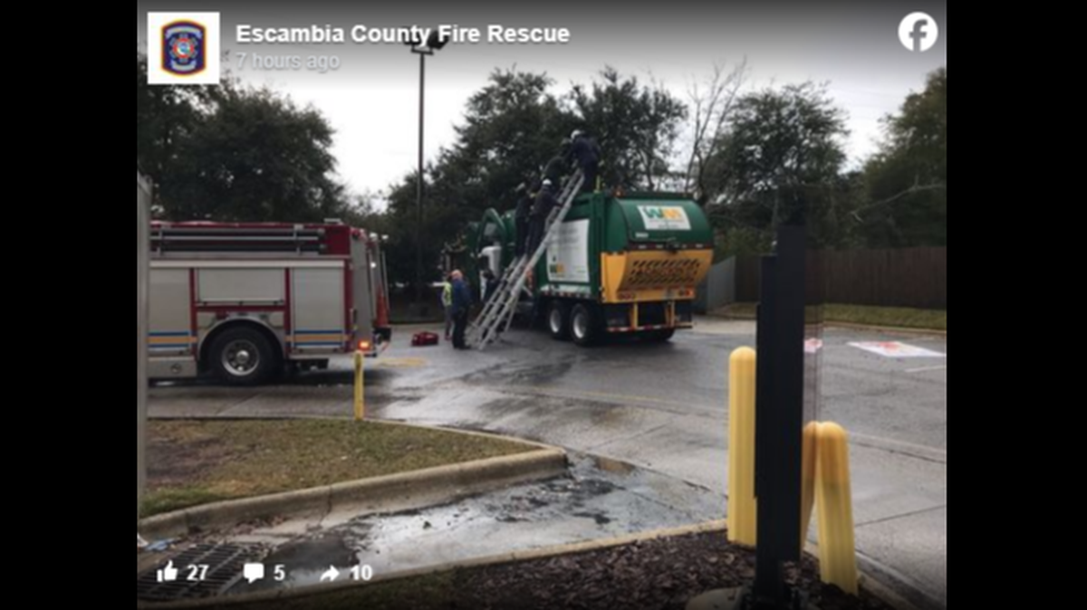 A person was launched into a garbage truck from a dumpster during a pick up, Florida rescuers said.