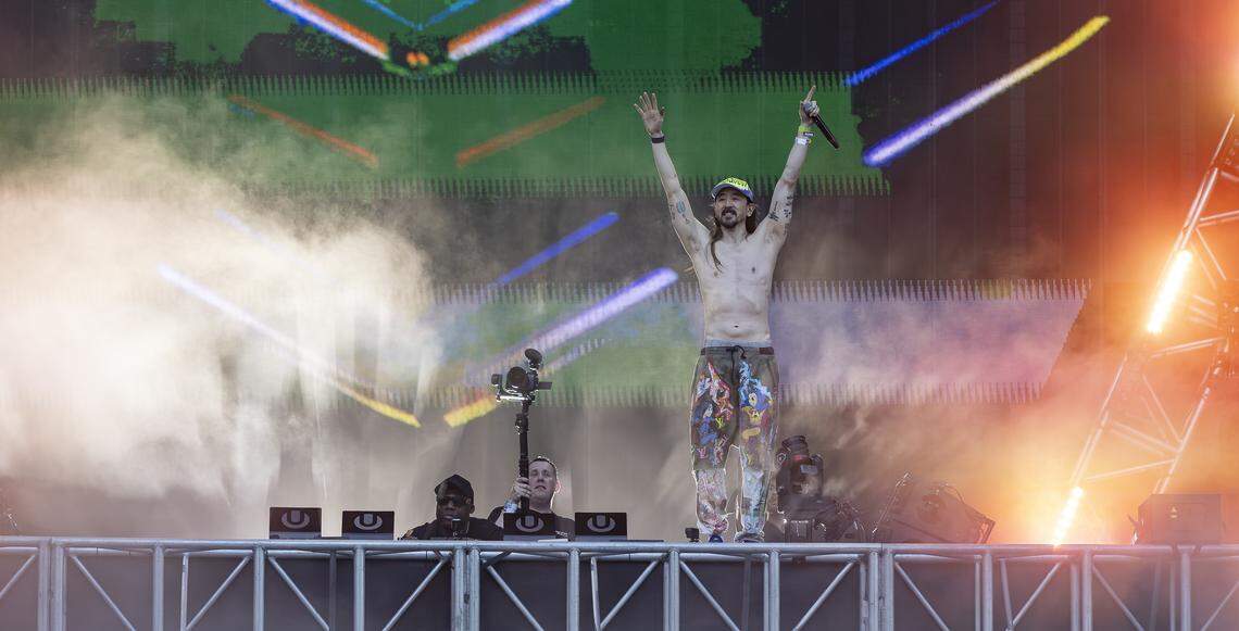 Steve Aoki performs during Ultra Music Festival’s 26th anniversary at Bayfront Park on Saturday, March 28, 2026, in downtown Miami, Fla.