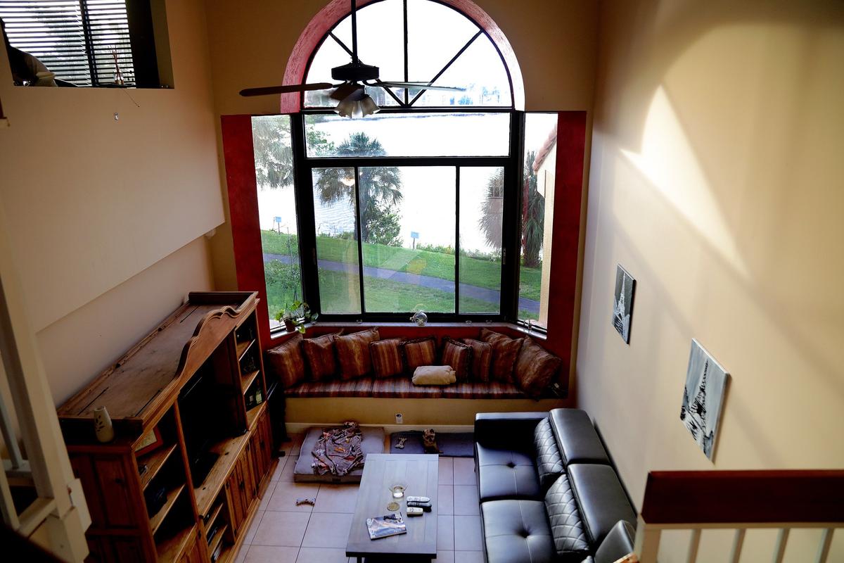 Living room view of Martha Zafra’s condo in Miami Lakes.