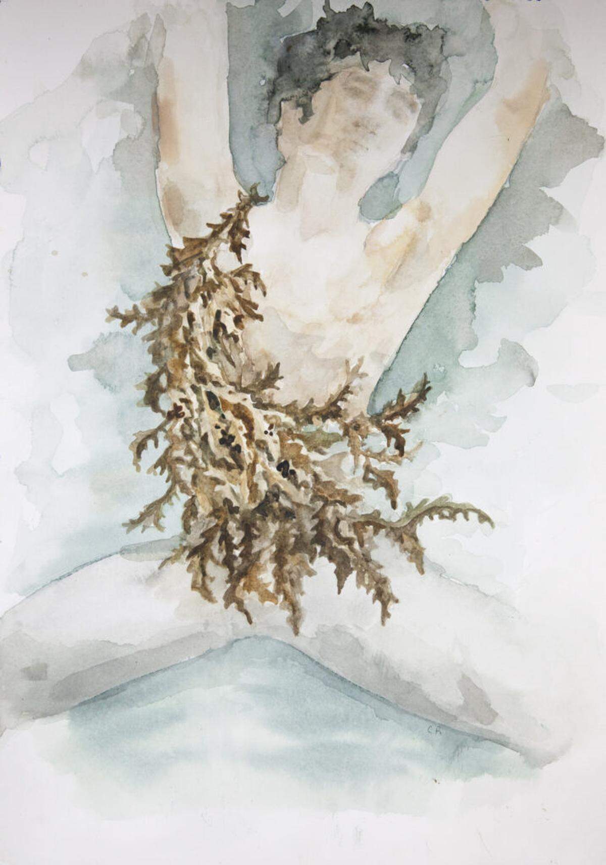 Sargassum seaweed lends its golden look to Puck’s pearled costume of soft leather and organza, adding beauty to his mischief in a costume design by Michele Oka Doner.