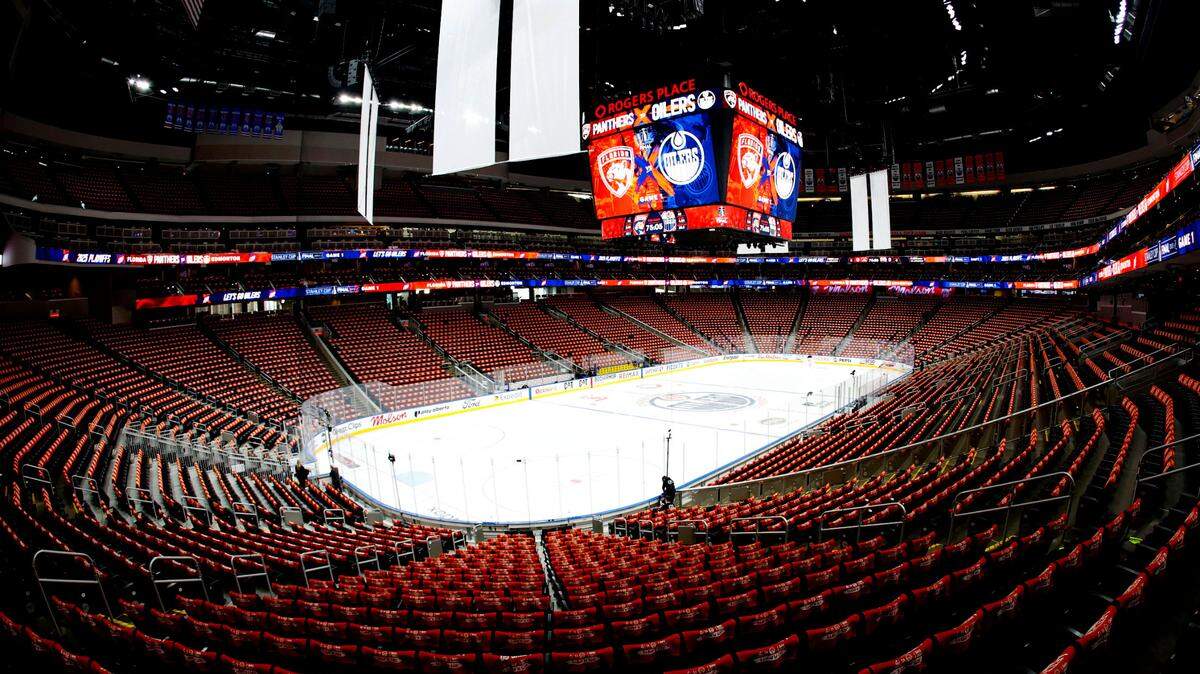 Jun 4, 2025; Edmonton, Alberta, CAN; An overall view of Rogers Place before game one of the 2025 Stanley Cup Final between the Florida Panthers and the Edmonton Oilers.. Mandatory Credit: Perry Nelson-Imagn Images