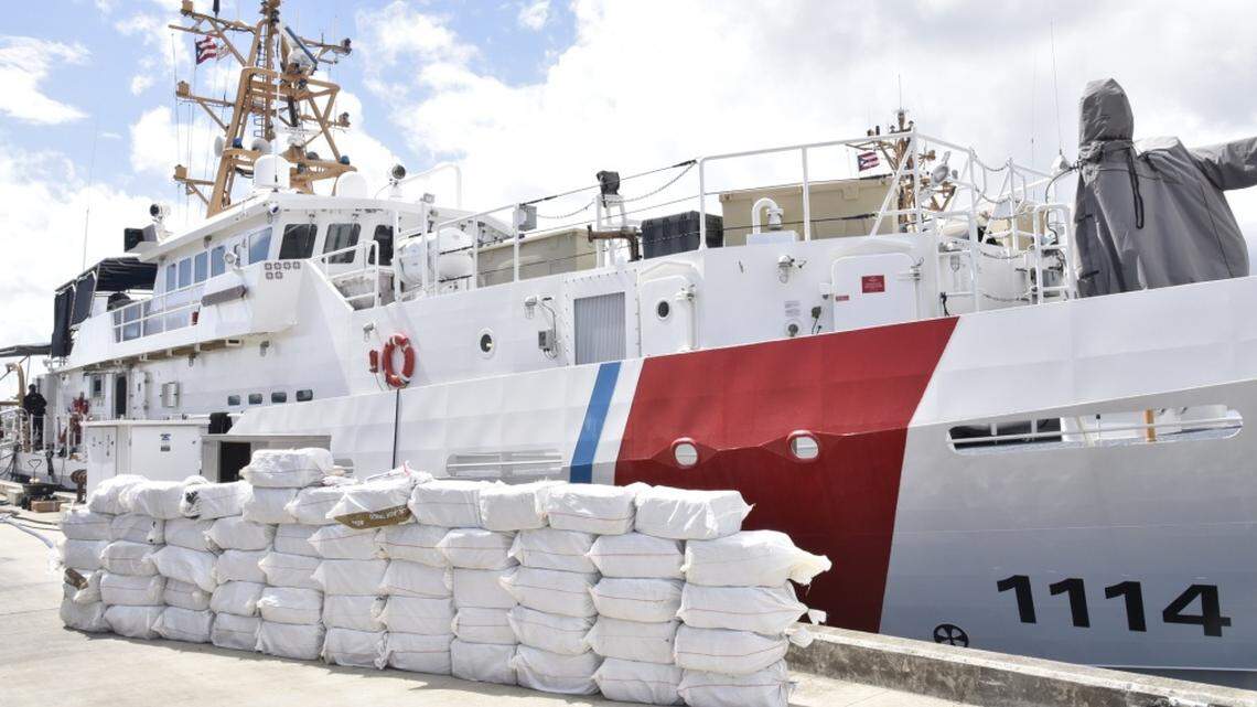 The 1,375 kilograms (3,025 pounds) of cocaine the Coast Guard says it pulled out of the Caribbean Sea on July 16