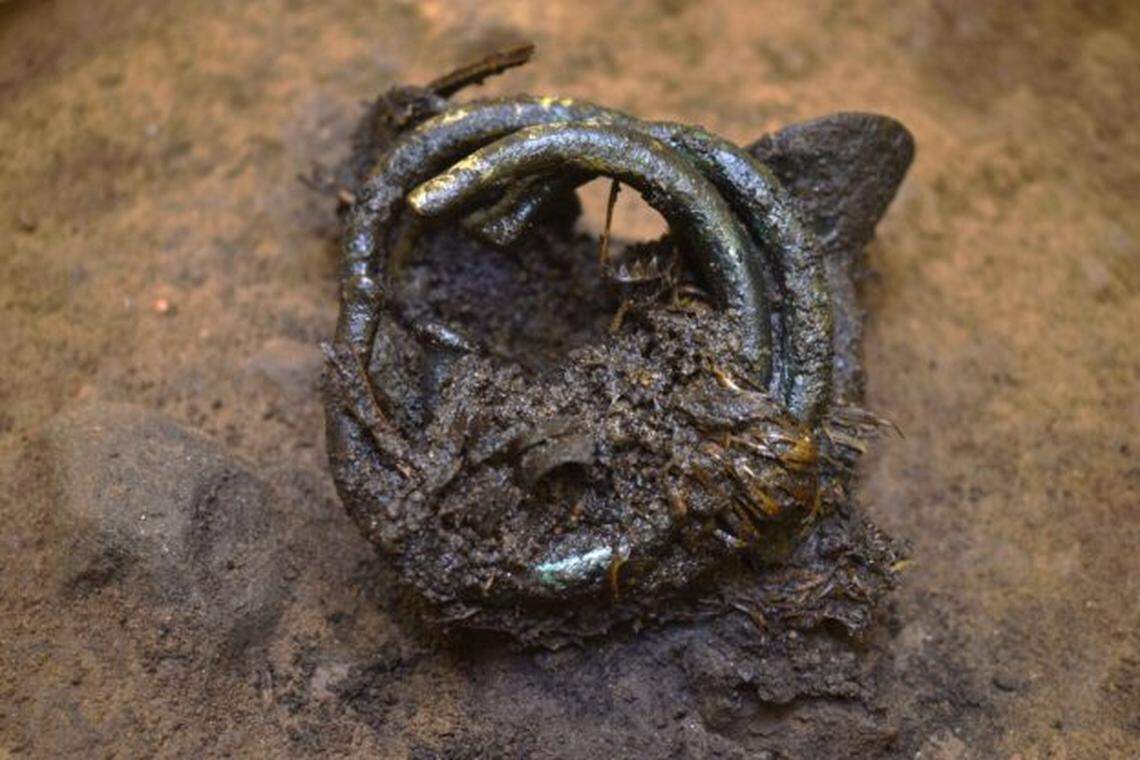 Organic material wrapped around the bronze pieces helped to more accurately date when they were buried.