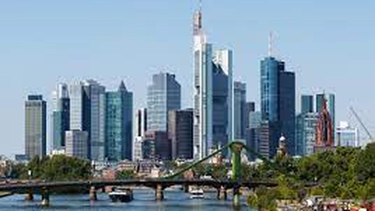 The Frankfurt, Germany, skyline.