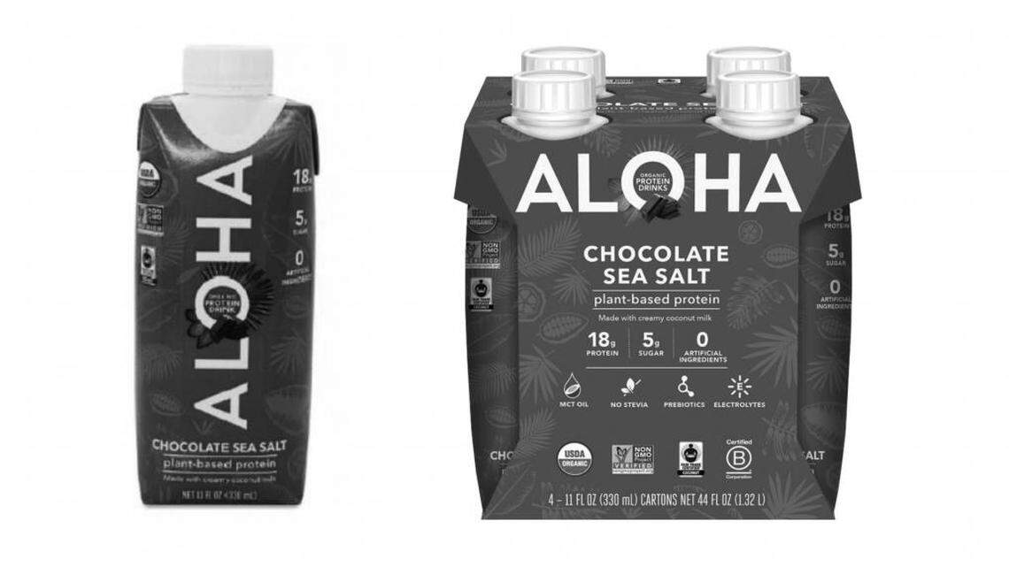 Aloha Chocolate Sea Salt Plant-Based Protein four-count 330ml cartons