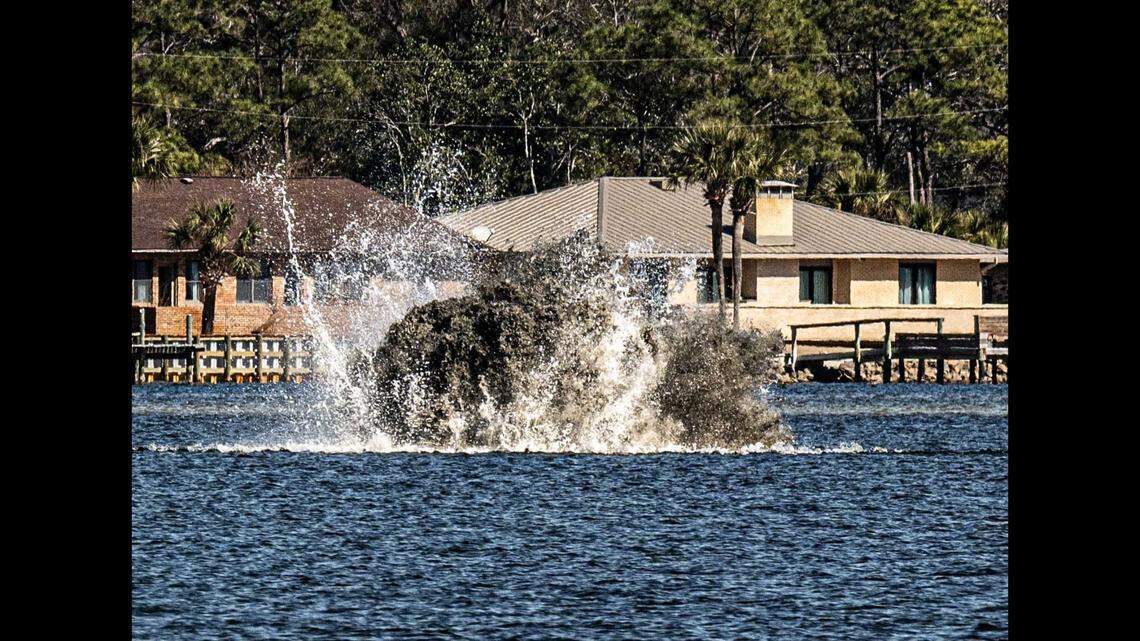 The three bombs were destroyed as scheduled Feb. 14 “with controlled underwater detonations,” the Okaloosa Board of County Commissioners reports.