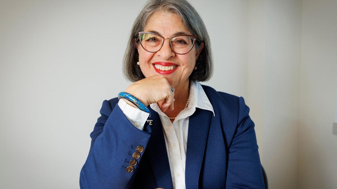 Daniella Levine-Cava, running for reelection as Miami-Dade county mayor, poses in the Miami Herald office on Wednesday, July 17, 2024, in Miami.