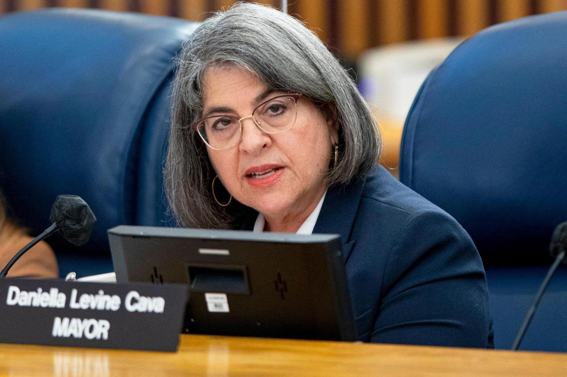 Miami-Dade County Mayor Daniella Levine Cava speaks during the second budget hearing held by the Miami-Dade Board of County Commissioners at Stephen P. Clark Government Center in Miami, Florida, on Tuesday, September 28, 2021.