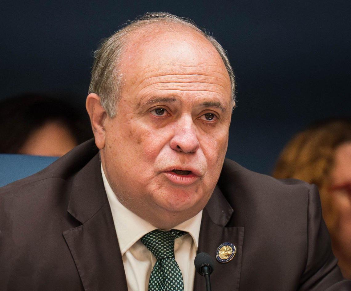 Miami-Dade Commissioner Juan Carlos Bermudez, speaks at the County Commission meeting at the Stephen P. Clark Center on Thursday, Dec. 3, 2024, in Miami.