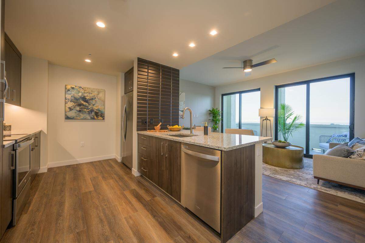 The interior of a two-bedroom unit at the Life Time Living Luxury Residences in Coral Gables.