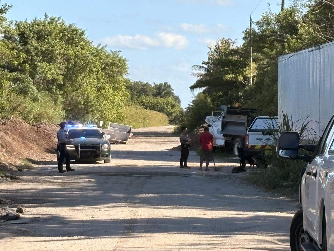 Miami-Dade firefighters responded to a pickup-truck fire in Redland near trailer homes. 