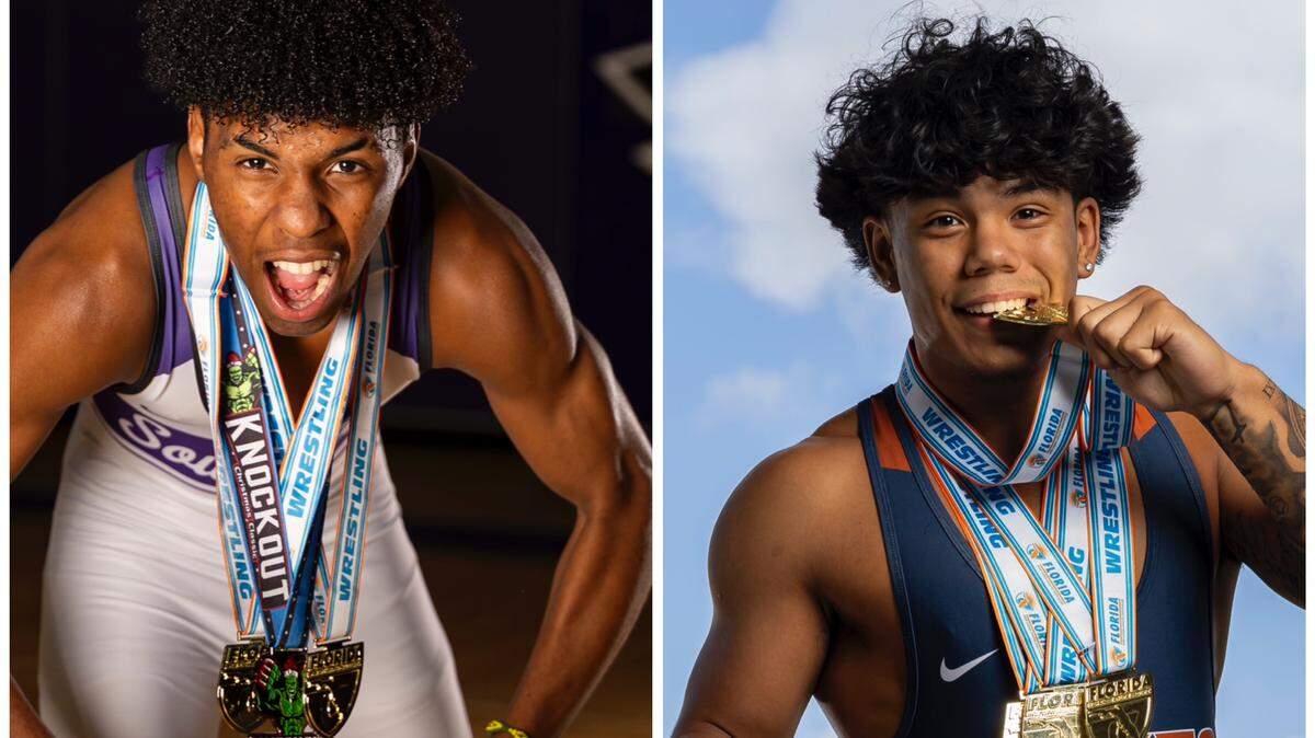 Southwest’s Lazaro Soto (left) and Mater Lakes’ Kalias Nazario (right) are the Miami Herald’s Miami-Dade Boys’ Co-Wrestlers of the Year.