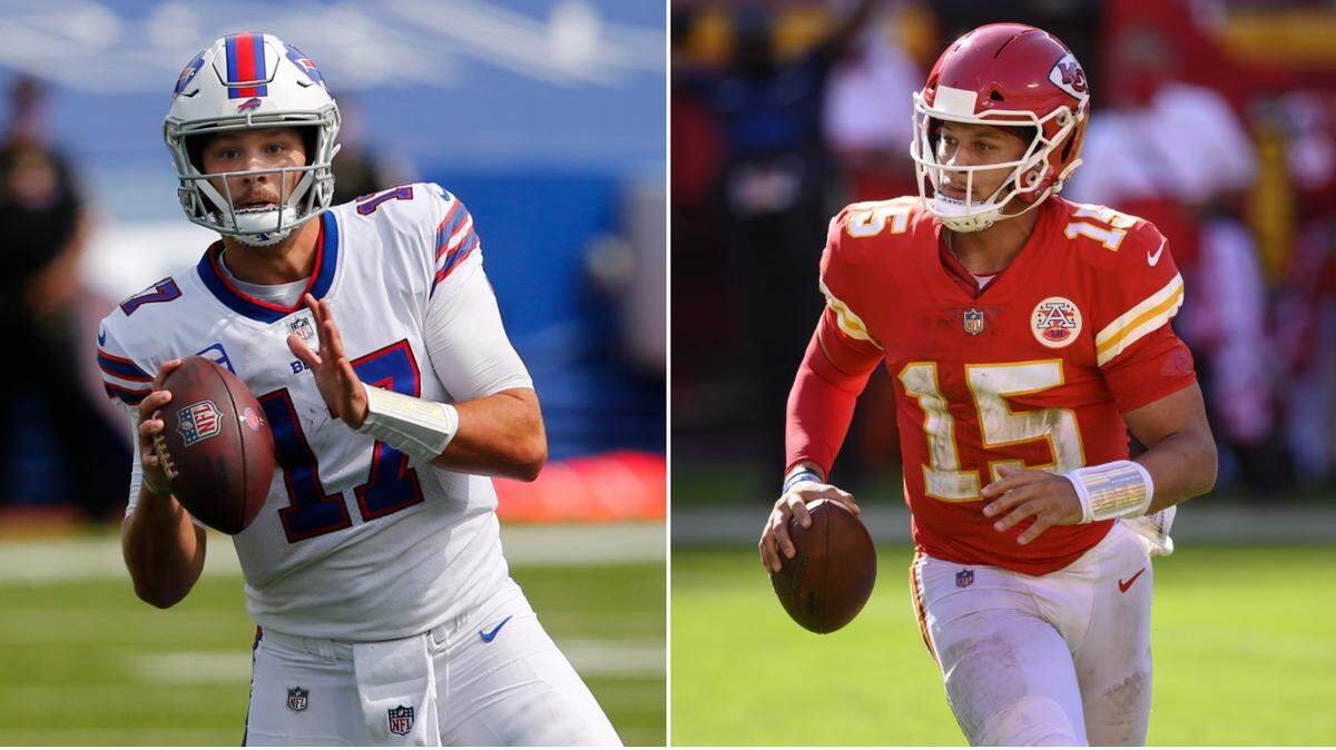 The Bills’ Josh Allen and Chiefs’ Patrick Mahomes meet Sunday in the AFC Championsip Game, presuming Mahomes clears concussion protocols and is OK’d to play.
