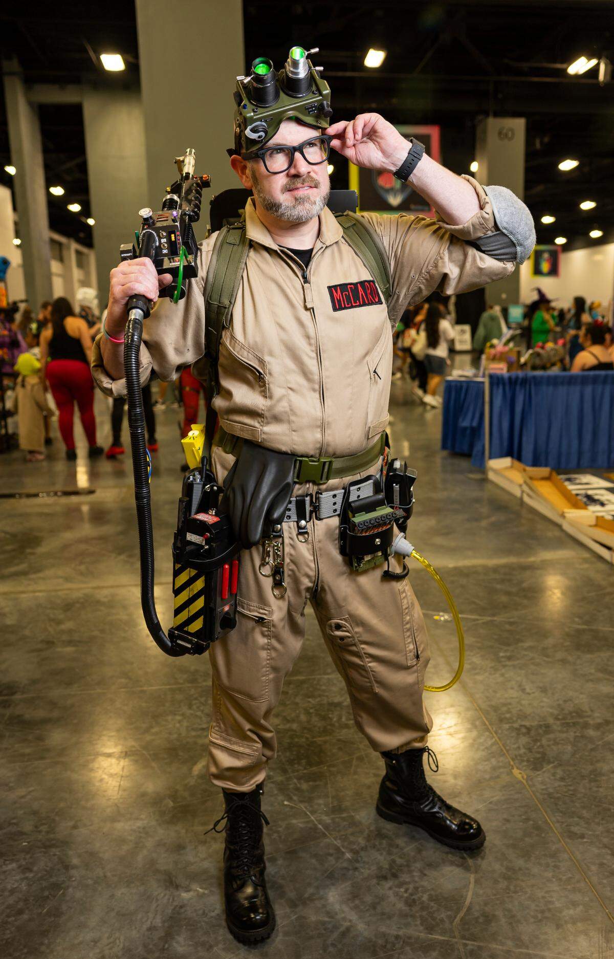 Adam McCard cosplays as a Ghostbuster.