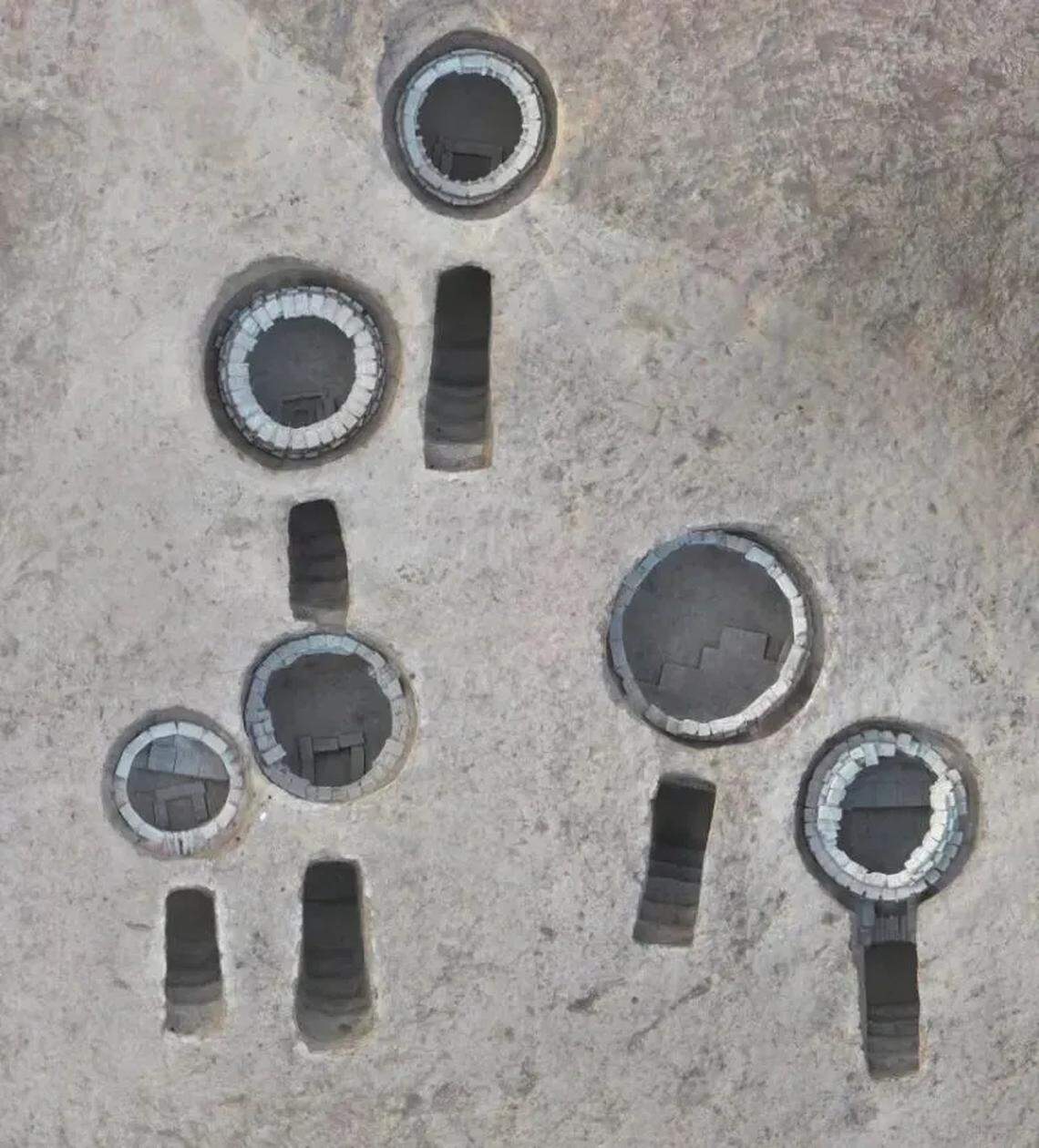 The tombs were built in a circle with a passage leading down to their entrance, officials said.