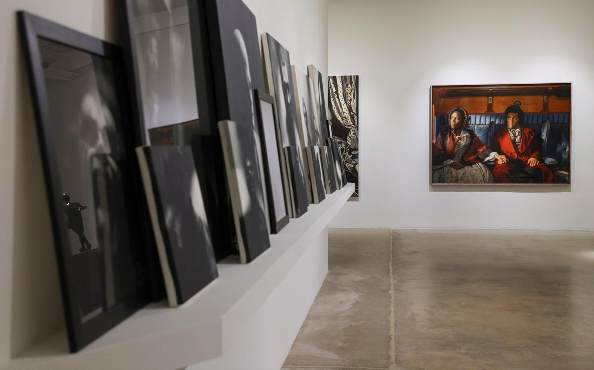 On the left, Spaniard Jorge Ribalta’s Diassemblage (selection of works from the series Untitled Canvases) leads the eye to Isaac Julien’s 2019 The North Star, photograph on gloss inkjet paper mounted on aluminum, right, at the Jorge M. Perez collection.