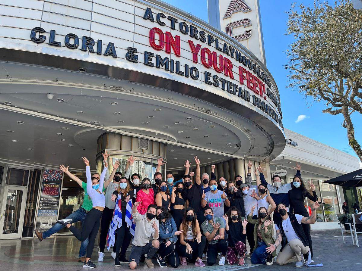 The cast of “On Your Feet!” playing Feb. 11 to March 13, 2022, at Actors’ Playhouse at the Miracle Theatre in Coral Gables.