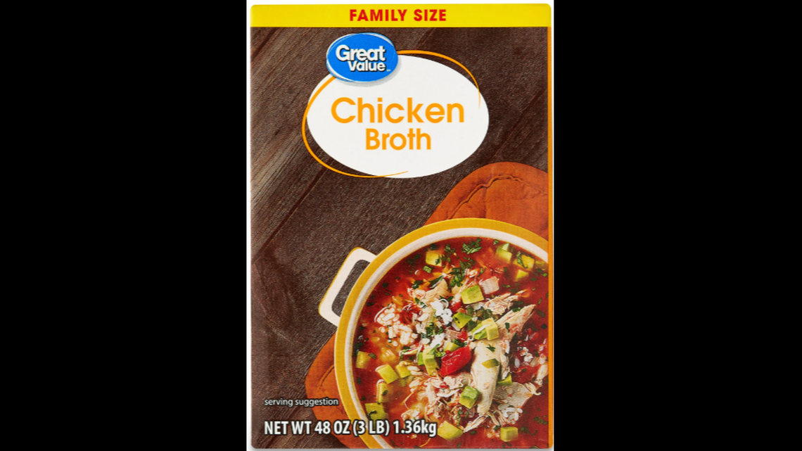 One lot of Great Value Chicken Broth in 48-ounce containers got recalled in December.