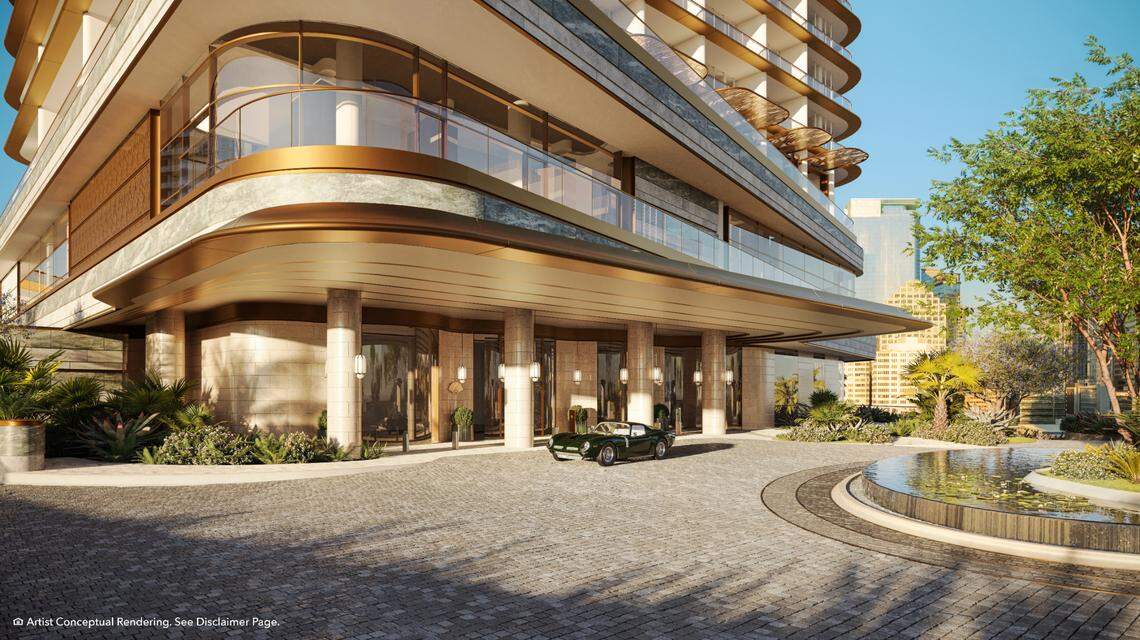 Rendering of arrival at hotel tower of The Residences at Mandarin Oriental , May 12, 2025