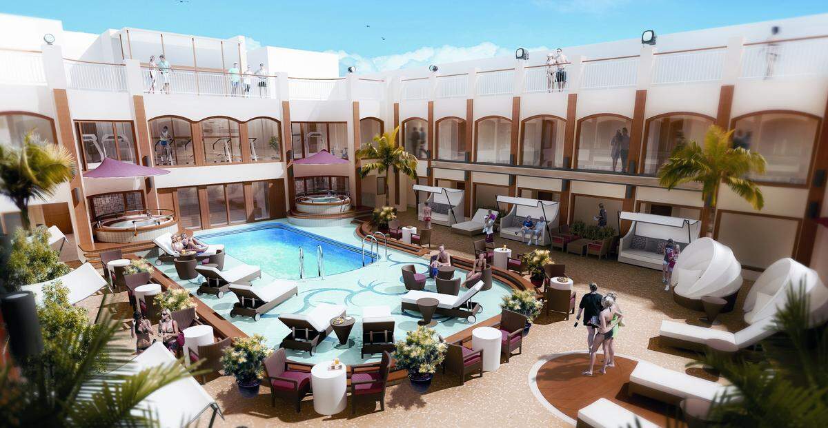 Courtyard on Norwegian Epic, a private area for guests in the Haven.