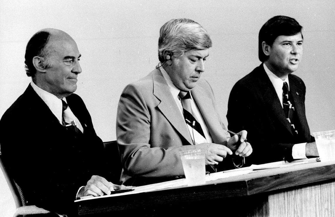 Jack Eckerd; Richard Whitcomb of WCKT; Bob Graham at debate.