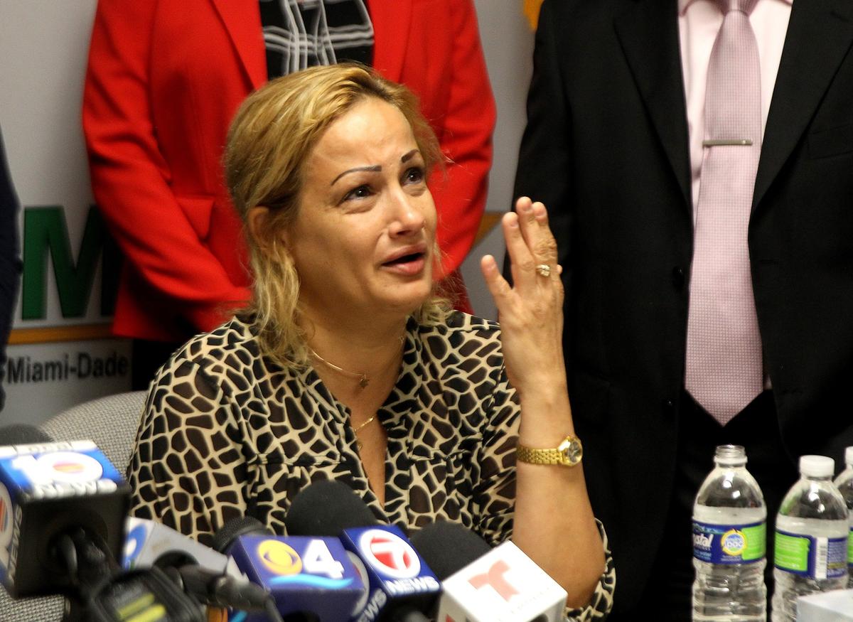 Susana Martinez-Gispert talks at a May 31 press conference at the Miami-Dade Police Department headquarters, about her 17-year-old daughter, Gabriela Aldana, who was fatally shot on May 24, 2019, in the parking lot of the Hookah Palace, 11865 SW 26th St., in Miami.