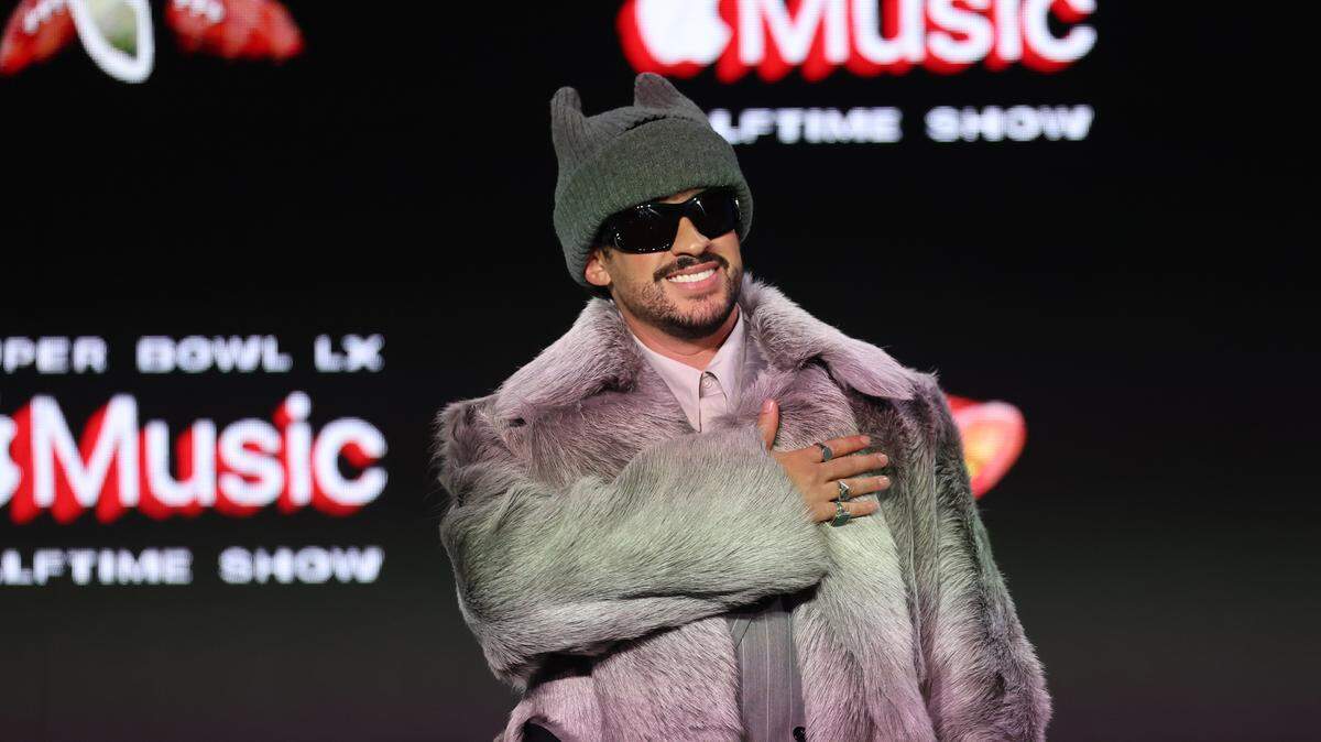 Bad Bunny is interviewed during the Super Bowl LX Pregame & Apple Music Super Bowl LX Halftime Show Press Conference at Moscone Center West on Feb. 5, 2026, in San Francisco, California.
