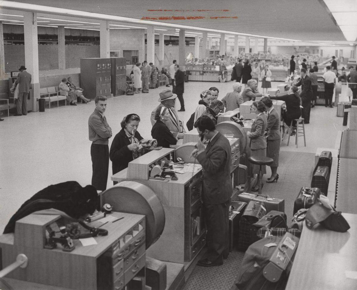 Inside the terminal at Miami International Airport.