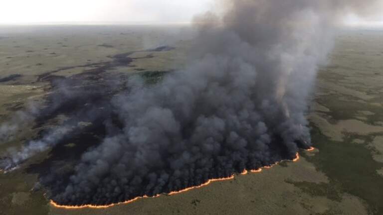 Los rayos provocan dos grandes incendios en el Parque Nacional de los Everglades, en Homestead
