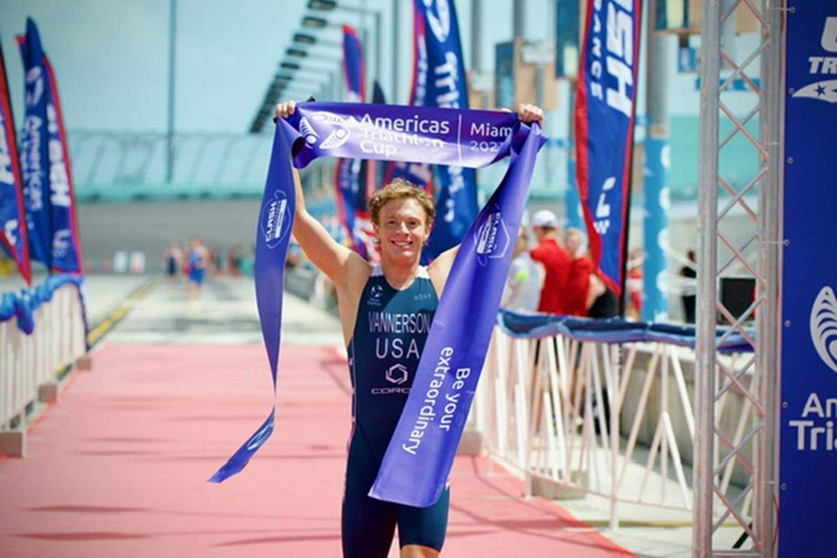 Reese Vannerson won the 2025 America’s Triathlon Cup Miami at the Homestead-Miami Speedway on Mar. 28, 2025.