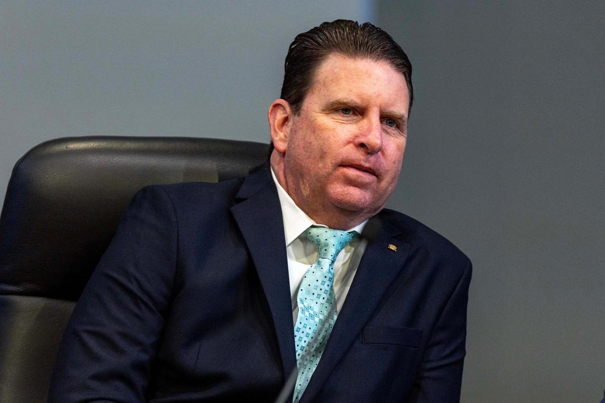 City Attorney George Wysong listens to public comment during a city commission meeting on Tuesday, June 17, 2025, in Miami, Fla.