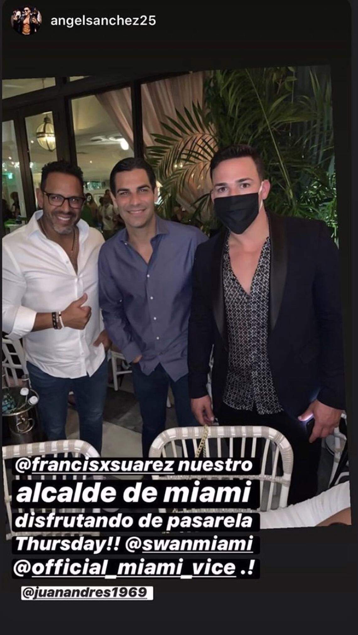 City of Miami Mayor Francis Suarez at Swan on June 11. The picture reads, “Mayor of Miami having fun on Pasarela Thursday!!”