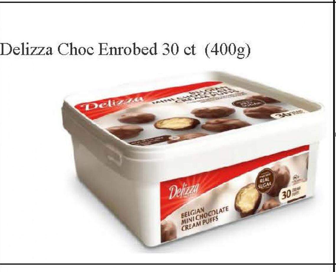 Delizza Mini Chocolate Cream Puffs, 30-count box.